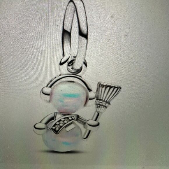 Authentic Pandora, Opalescent Winter Snowman Dangle Charm #792981C - Picture 1 of 2